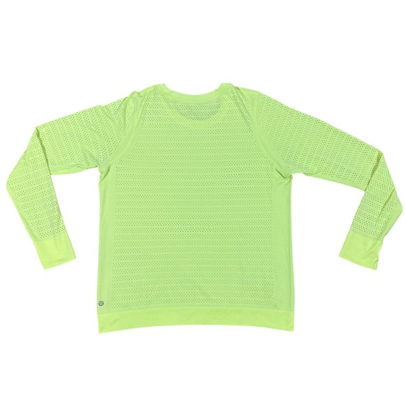 lululemon‎ Women's Seamless Long Sleeve Top Neon Green Est 6 Athleisure Gym Run - Picture 3 of 8